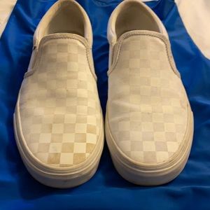 Vans  men’s size 9.5 white slip on checkerboard
